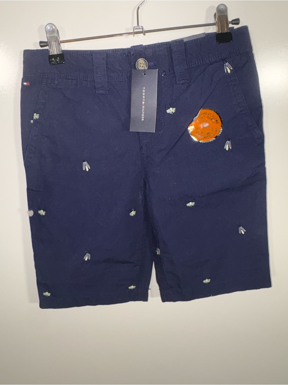 Tommy Hilfiger Navy w Embroidered Glow in the Dark Fireflies- Boys Shorts NWT